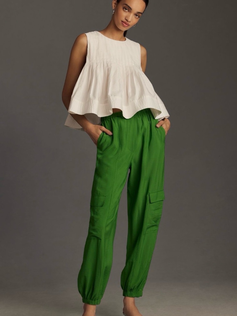 By Anthropologie Cargo Parachute Pants medium green